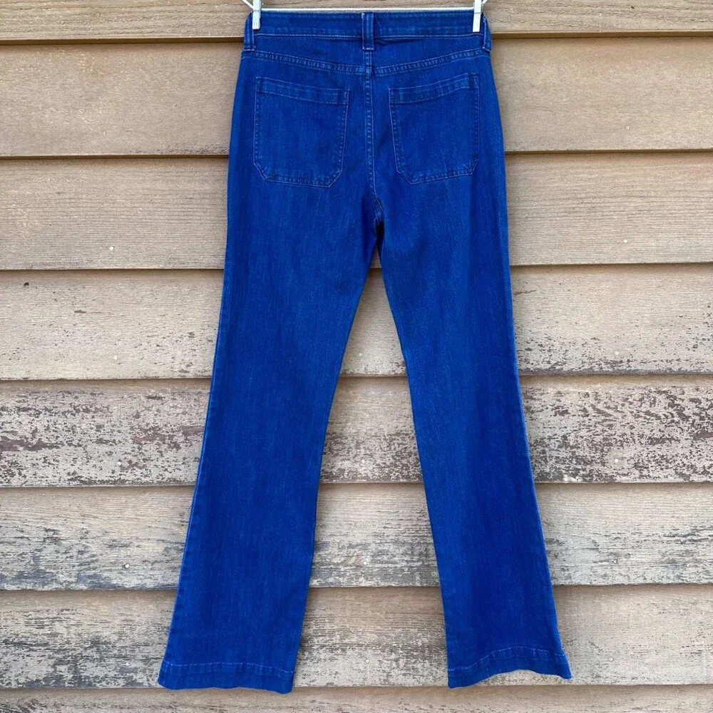 GAP Womens Wide-Leg Dark Indigo Denim Pants Size 27 High-Rise Button Detail Cott - Picture 4 of 13